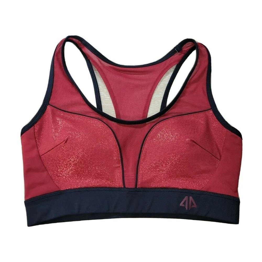 Alpha Prime Red Glitter Sparkle Vent Mesh Women's Sports Bra Yoga Gym Running M